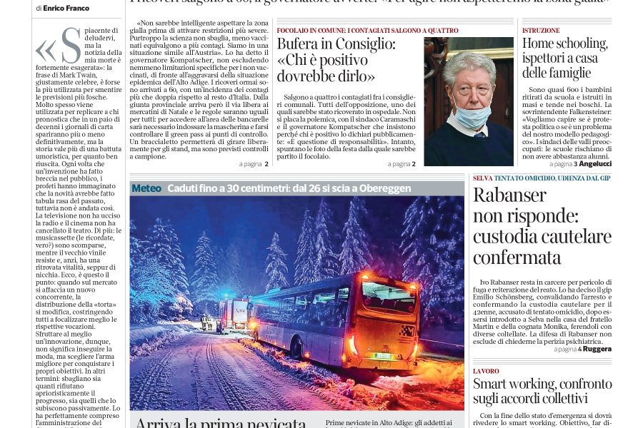 Corriere della Sera (Bolzano), 03 . 11. 2021